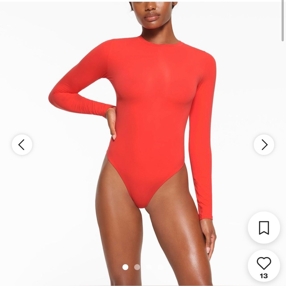 SKIMS Body Suit in Poppy (Orangey-Red)